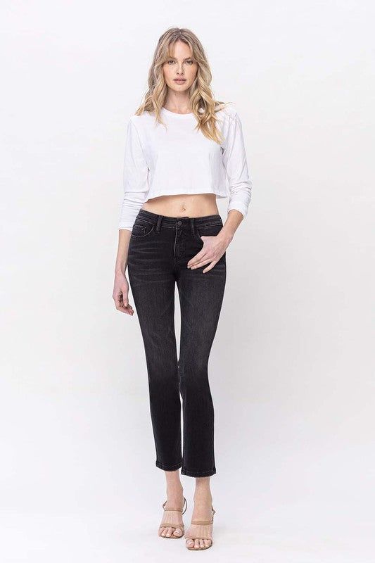 VERVET Mid Rise Ankle Slim Straight Jeans us.meeeshop - 