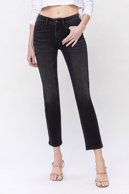 VERVET Mid Rise Ankle Slim Straight Jeans us.meeeshop - Pants