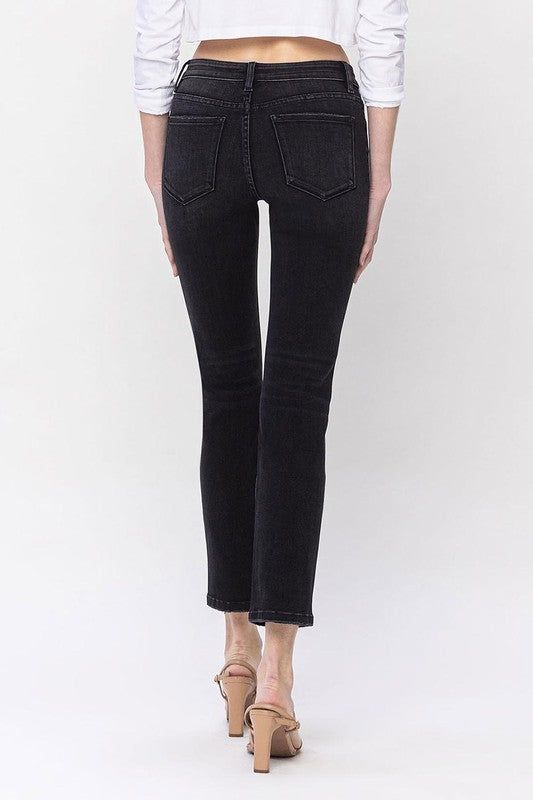 VERVET Mid Rise Ankle Slim Straight Jeans us.meeeshop - 