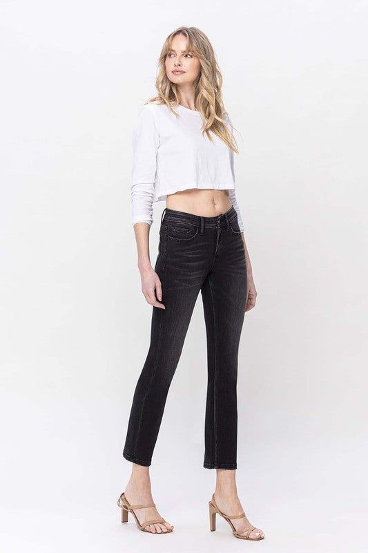 VERVET Mid Rise Ankle Slim Straight Jeans us.meeeshop - 