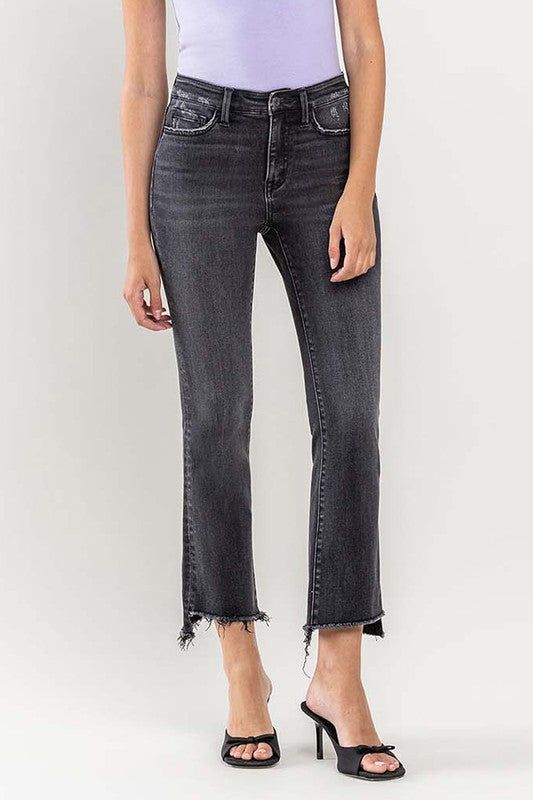 VERVET Plus Size High Rise Crop Flare Jeans us.meeeshop - 