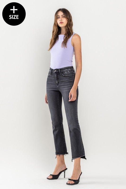 VERVET Plus Size High Rise Crop Flare Jeans us.meeeshop - 