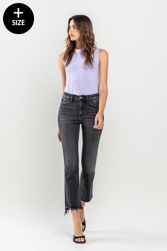 VERVET Plus Size High Rise Crop Flare Jeans us.meeeshop - 