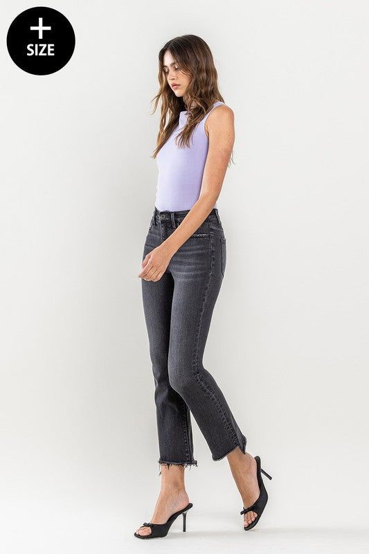 VERVET Plus Size High Rise Crop Flare Jeans us.meeeshop - 