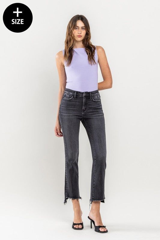 VERVET Plus Size High Rise Crop Flare Jeans us.meeeshop - Pants