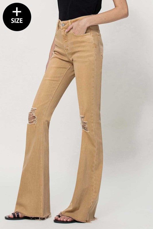 VERVET Plus Size High Rise Flare Jeans us.meeeshop - 