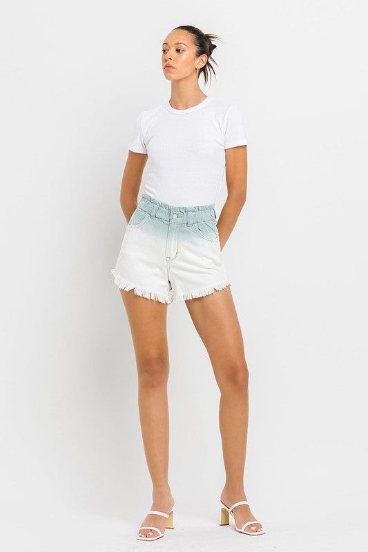 VERVET Super High Rise Paperbag Waistband Ombre Shorts us.meeeshop - Shorts