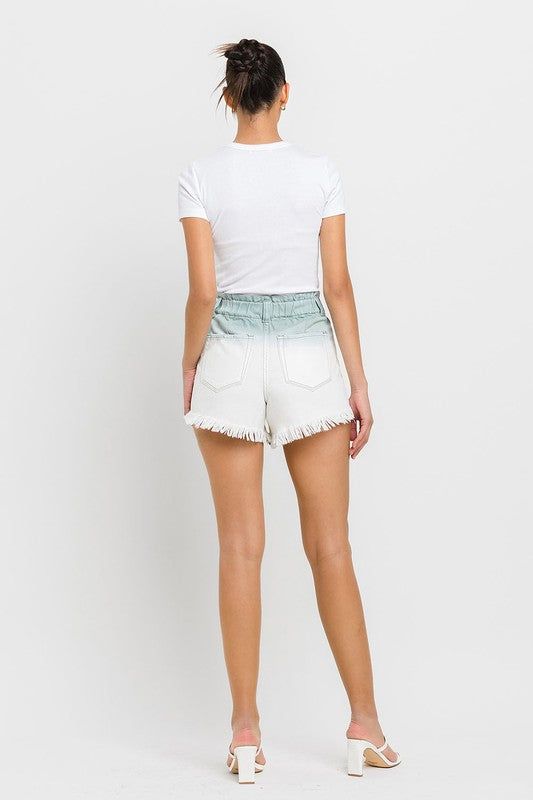 VERVET Super High Rise Paperbag Waistband Ombre Shorts us.meeeshop - 