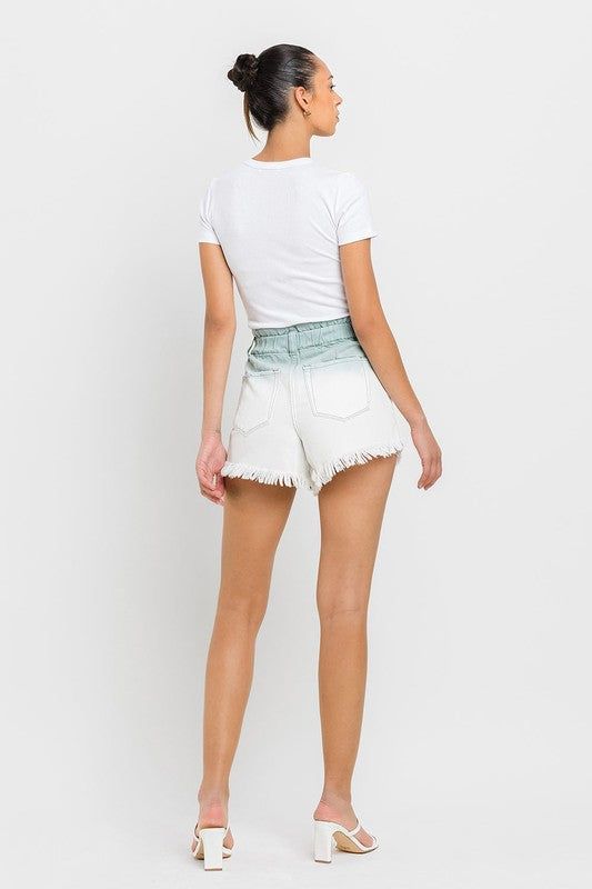 VERVET Super High Rise Paperbag Waistband Ombre Shorts us.meeeshop - 