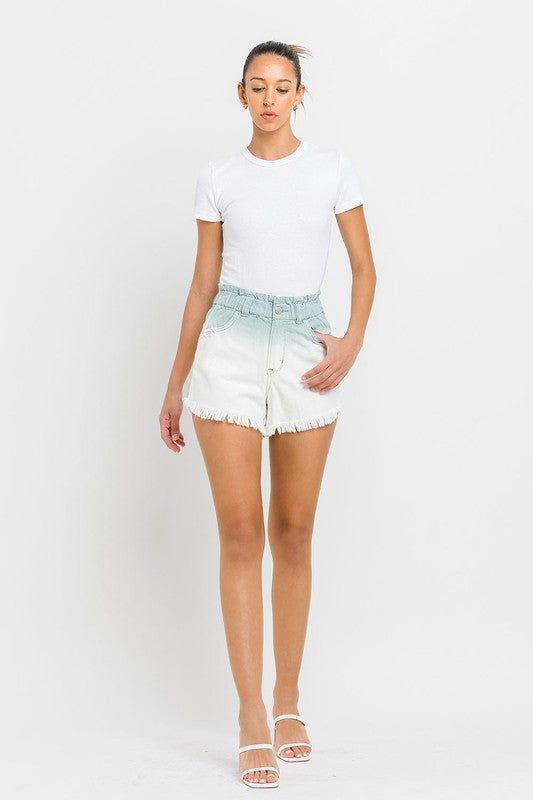 VERVET Super High Rise Paperbag Waistband Ombre Shorts us.meeeshop - 