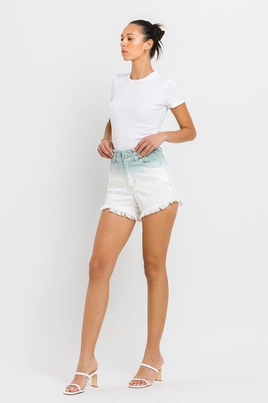 VERVET Super High Rise Paperbag Waistband Ombre Shorts us.meeeshop - 