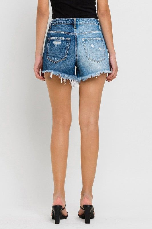 VERVET Super High Rise Two Tone Denim Shorts us.meeeshop - 