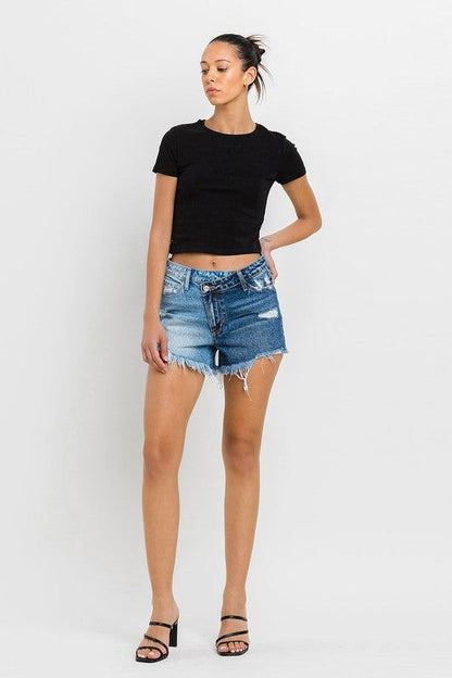 VERVET Super High Rise Two Tone Denim Shorts us.meeeshop - 