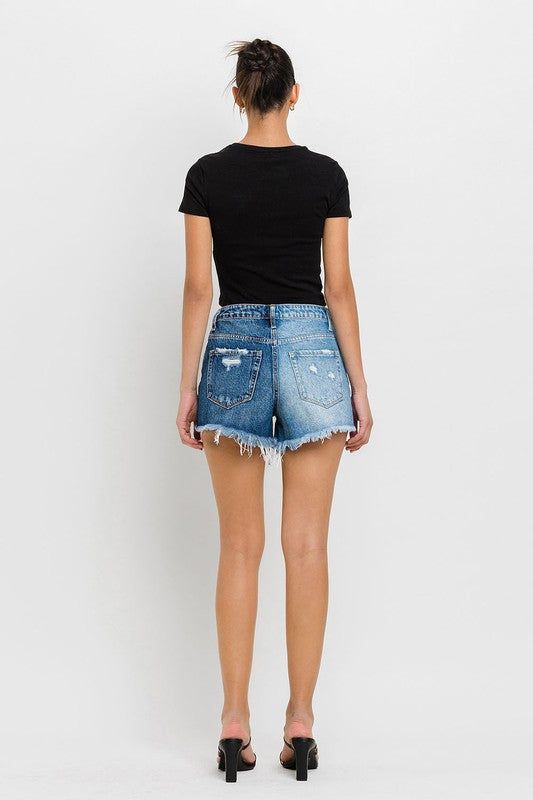 VERVET Super High Rise Two Tone Denim Shorts us.meeeshop - 