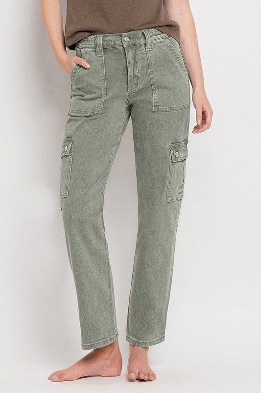 VERVET by Flying Monkey High Rise Cargo Straight Jeans us.meeeshop - Pants