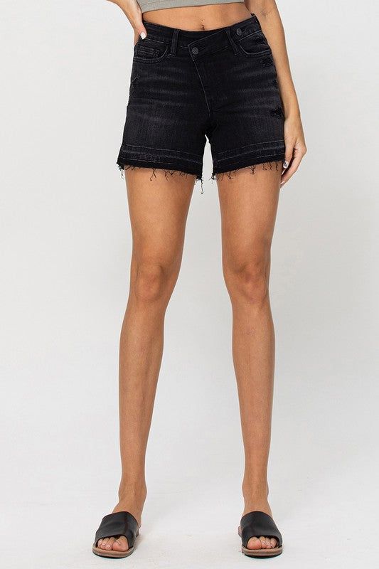 VERVET by Flying Monkey | High Rise Criss Cross Stretch Shorts us.meeeshop - 