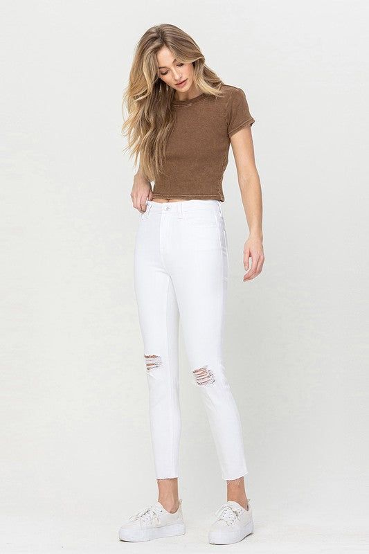 VERVET by Flying Monkey | High Rise Crop Skinny us.meeeshop - 