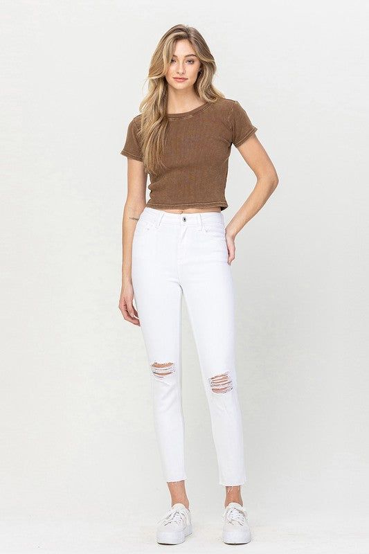 VERVET by Flying Monkey | High Rise Crop Skinny us.meeeshop - 