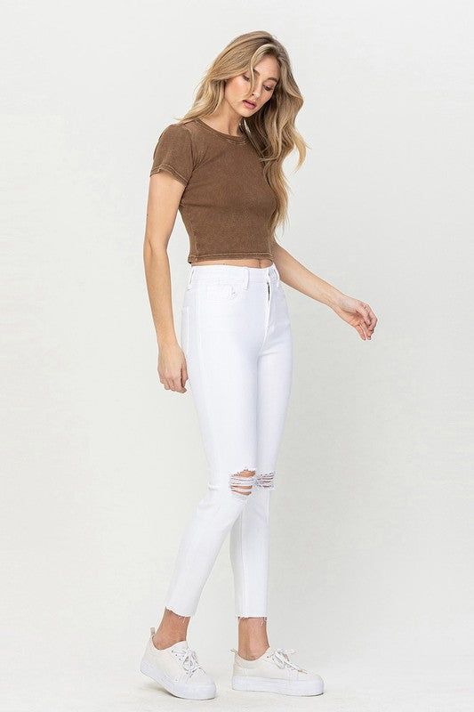 VERVET by Flying Monkey | High Rise Crop Skinny us.meeeshop - 