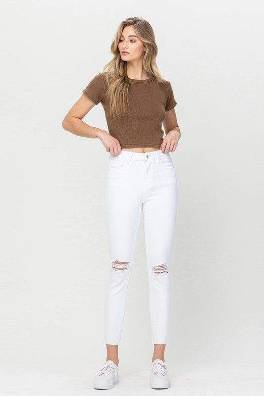 VERVET by Flying Monkey | High Rise Crop Skinny us.meeeshop - 