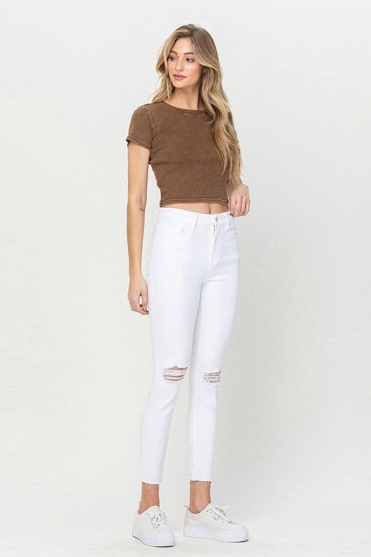 VERVET by Flying Monkey | High Rise Crop Skinny us.meeeshop - 