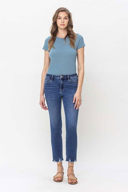 VERVET by Flying Monkey High Rise Crop Slim Straight Jeans us.meeeshop - 