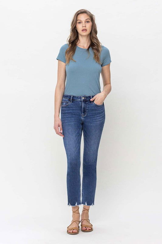 VERVET by Flying Monkey High Rise Crop Slim Straight Jeans us.meeeshop - 