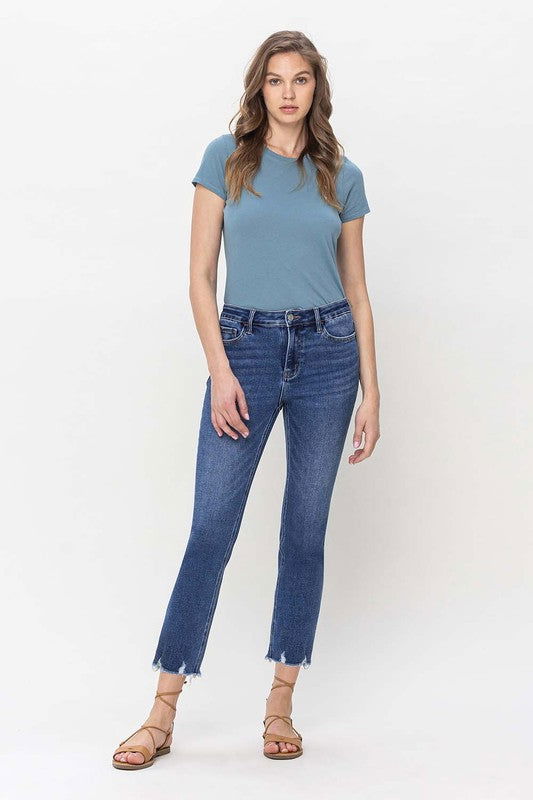 VERVET by Flying Monkey High Rise Crop Slim Straight Jeans us.meeeshop - 