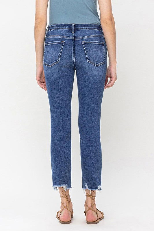 VERVET by Flying Monkey High Rise Crop Slim Straight Jeans us.meeeshop - 