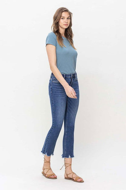 VERVET by Flying Monkey High Rise Crop Slim Straight Jeans us.meeeshop - 