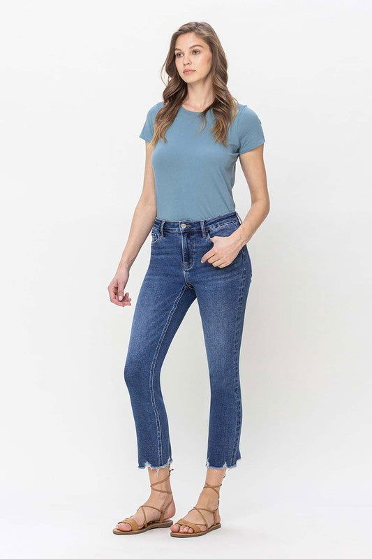 VERVET by Flying Monkey High Rise Crop Slim Straight Jeans us.meeeshop - 