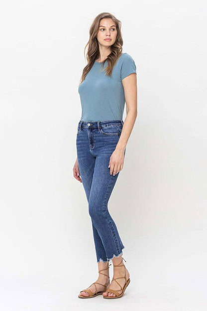 VERVET by Flying Monkey High Rise Crop Slim Straight Jeans us.meeeshop - 