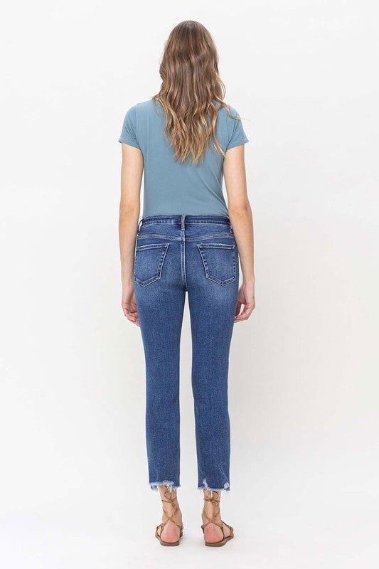 VERVET by Flying Monkey High Rise Crop Slim Straight Jeans us.meeeshop - 