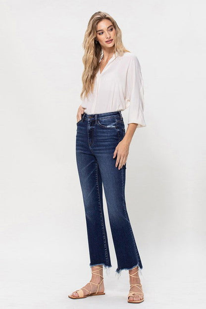 VERVET by Flying Monkey High Rise Distressed Hem Kick Flare Jeans us.meeeshop - 