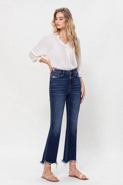 VERVET by Flying Monkey High Rise Distressed Hem Kick Flare Jeans us.meeeshop - 