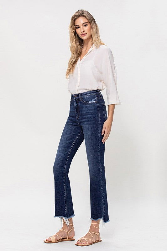 VERVET by Flying Monkey High Rise Distressed Hem Kick Flare Jeans us.meeeshop - 