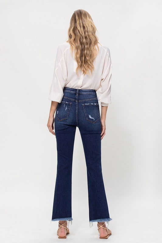 VERVET by Flying Monkey High Rise Distressed Hem Kick Flare Jeans us.meeeshop - 