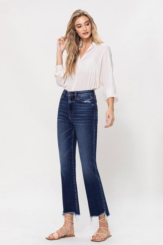 VERVET by Flying Monkey High Rise Distressed Hem Kick Flare Jeans us.meeeshop - 