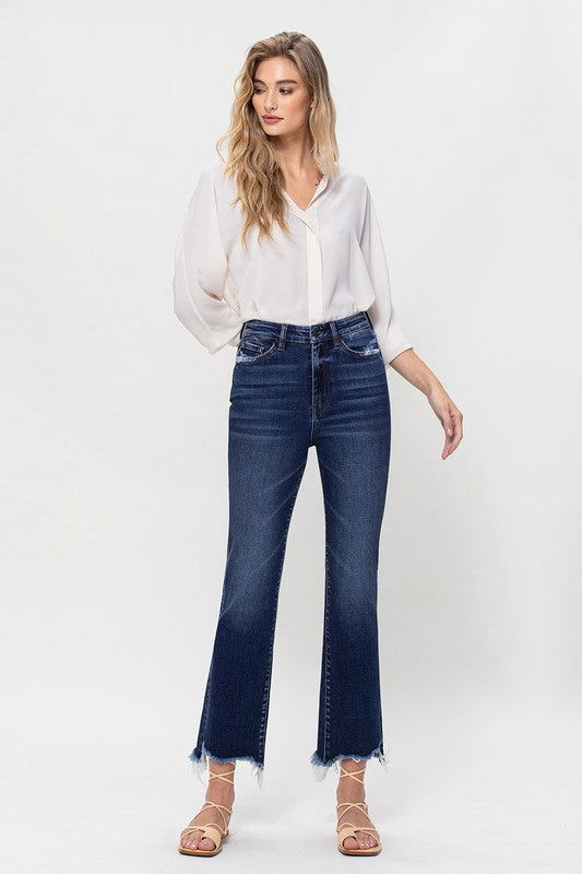 VERVET by Flying Monkey High Rise Distressed Hem Kick Flare Jeans us.meeeshop - 