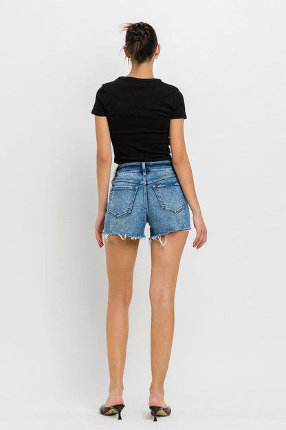 VERVET by Flying Monkey High Rise Raw Hem Denim Shorts us.meeeshop - 