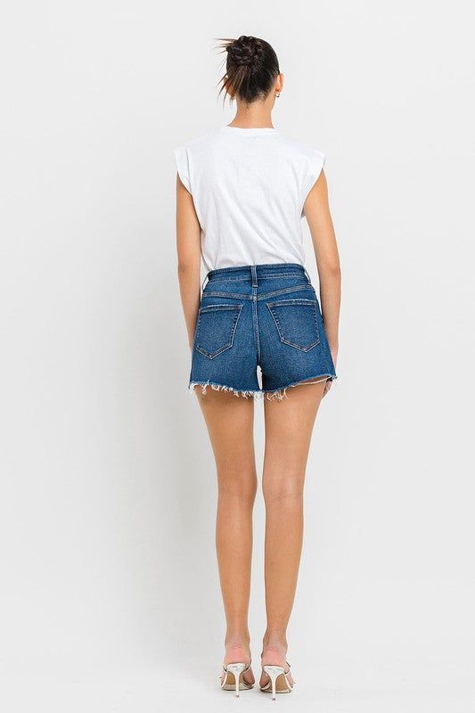 VERVET by Flying Monkey High Rise Slit Raw Hem A-Line Shorts us.meeeshop - 