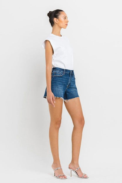 VERVET by Flying Monkey High Rise Slit Raw Hem A-Line Shorts us.meeeshop - 