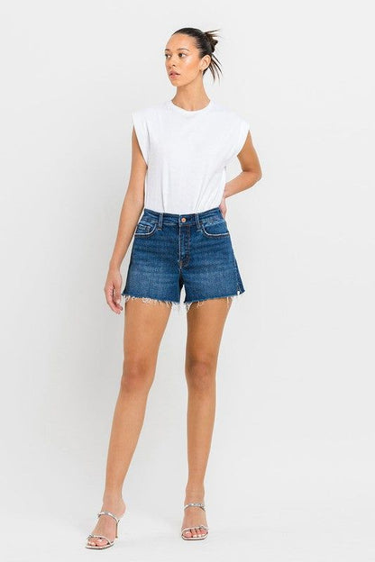 VERVET by Flying Monkey High Rise Slit Raw Hem A-Line Shorts us.meeeshop - 