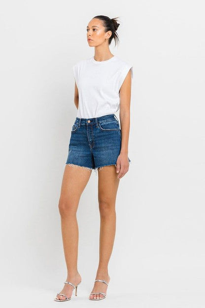 VERVET by Flying Monkey High Rise Slit Raw Hem A-Line Shorts us.meeeshop - 