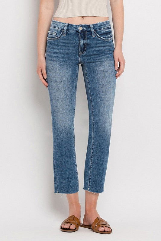 VERVET by Flying Monkey Mid Rise Crop Slim Straight Jeans us.meeeshop - Pants