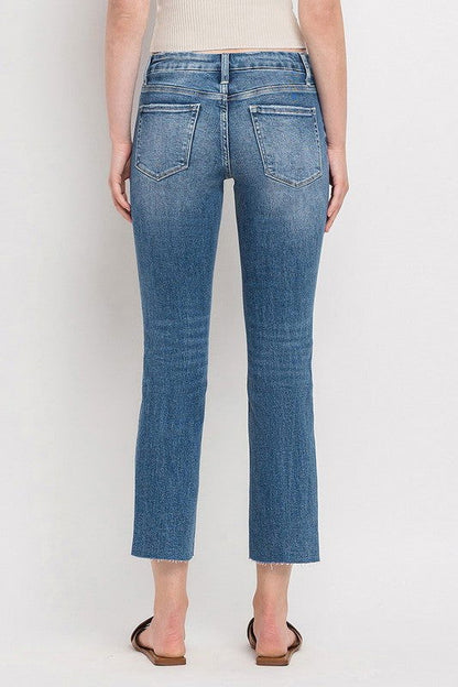 VERVET by Flying Monkey Mid Rise Crop Slim Straight Jeans us.meeeshop - 