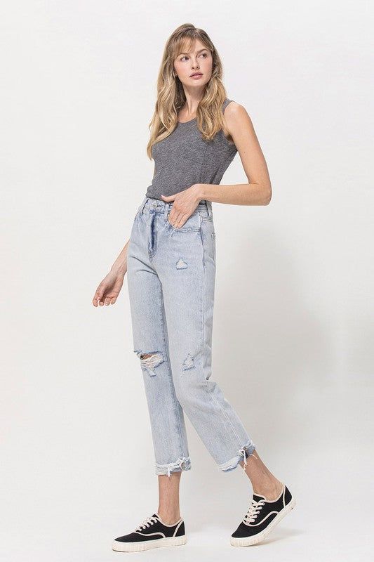 VERVET by Flying Monkey | Super High Relaxed Cuffed Straight Jean us.meeeshop - 