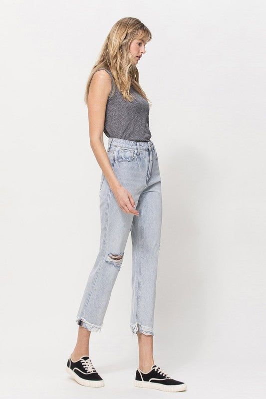 VERVET by Flying Monkey | Super High Relaxed Cuffed Straight Jean us.meeeshop - 