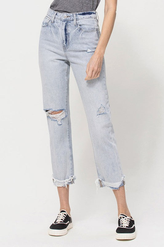 VERVET by Flying Monkey | Super High Relaxed Cuffed Straight Jean | us.meeeshop