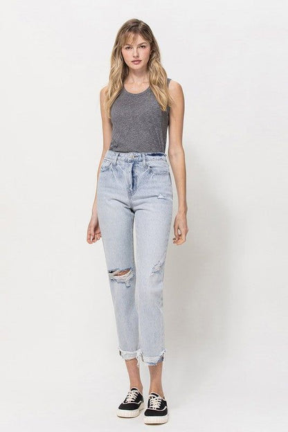 VERVET by Flying Monkey | Super High Relaxed Cuffed Straight Jean us.meeeshop - 